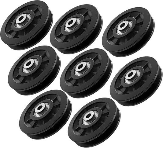 90mm/3.5" Nylon Bearing Gym Pulley Wheel, Universal Exercise Replacement Pulleys for Home Gym Equipment Parts, Cable Machine Accessories, Garage Door Pulley System