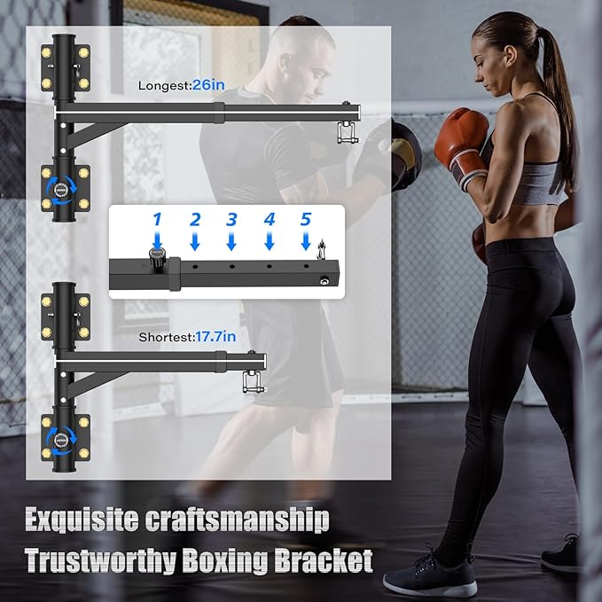 Heavy Bag Hanger - Wall Mount Punching Bag Hanger, Adjustable Heavy-Duty Boxing Bag Wall Bracket, Punching Bag Mount Stand for Home or Gym, for Kickboxing Bag, Muay Thai Bag,Etc (Supports up to 800Ib)