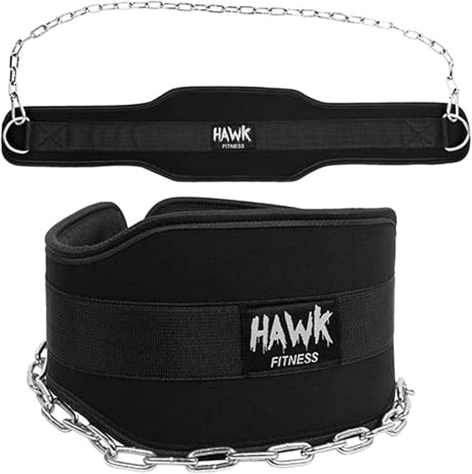 Hawk Sports Dip Belt with Chain for Bodyweight Exercises 6" Padded 36" Steel 300 lbs.