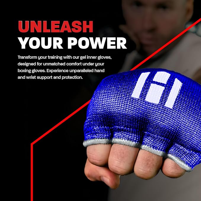 Hawk Padded Inner Gloves Training Gel Elastic Hand Wraps for Boxing Gloves Quick Wraps Men & Women Kickboxing Muay Thai MMA Bandages Fist Knuckle Wrist Wrap Protector Handwraps (Pair)