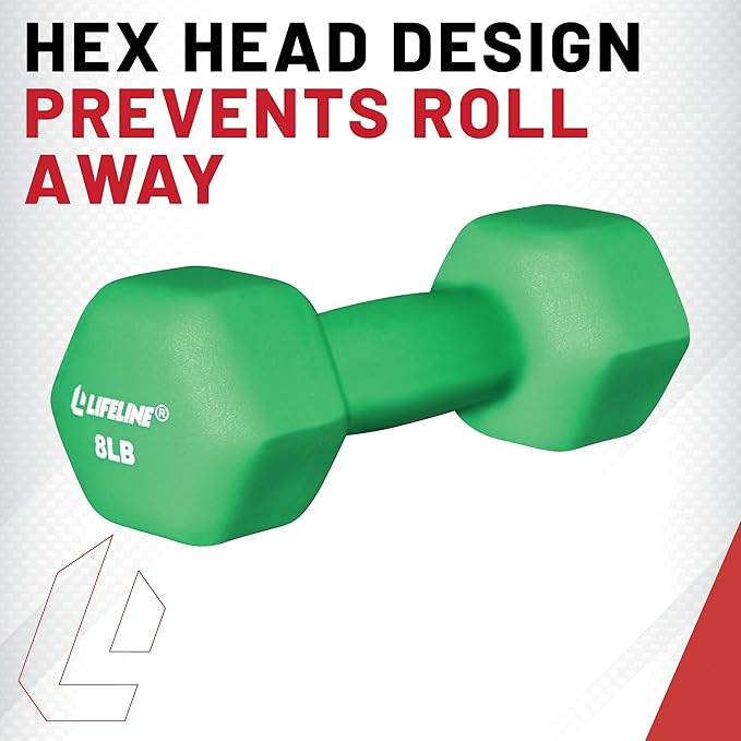 Lifeline Fitness Neoprene Dumbbell Weights - Premium Quality Equipment for Home Gym - Multiple Weight Options