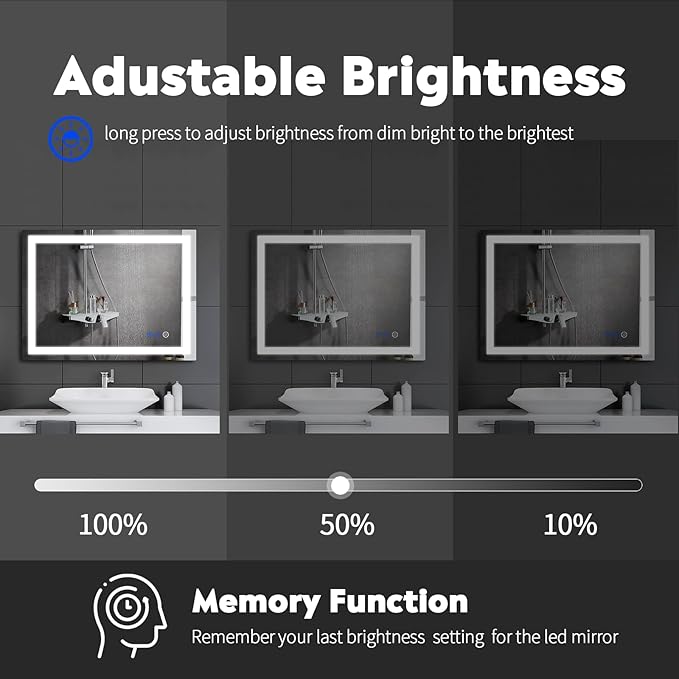 36x28In LED Bathroom Mirror with Lights Mirror
