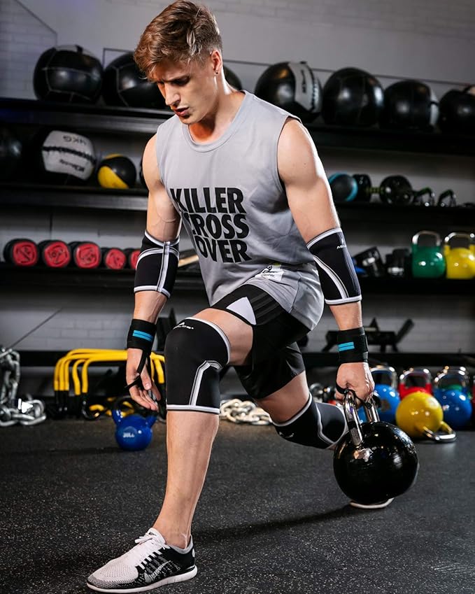 AEOLOS Knee Sleeves (1 Pair)，7mm Compression Knee Braces for Heavy-Lifting,Squats,Gym and Other Sports (Medium, Black)