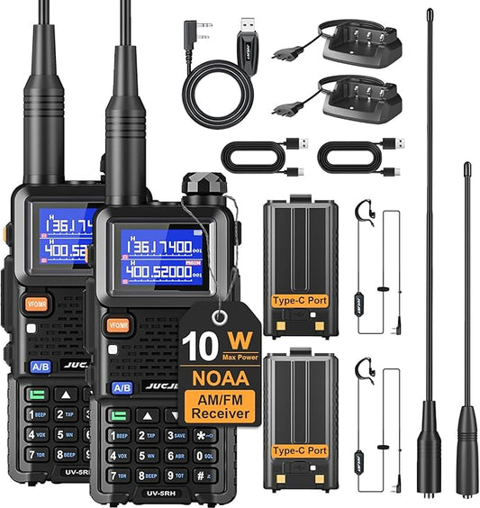5RH Ham Long Range Radio 10W Radio (Upgraded UV-5R), 999CH 999CH One 2500mAh Battery Charging(2 Pack)