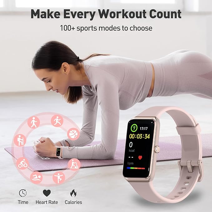 Activity & Fitness Trackers, 1.47" Smart Fitness Watch with 24/7 Blood Pressure/Blood Oxygen/Heart Rate/Stress Monitoring, IP67 Waterproof Calorie Step Sleep Tracker Health Watch for Women Men