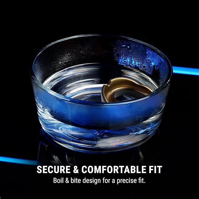 Hayabusa Combat Sports Mouth Guard Youth, Kids and Adult Sizes Comes with Case - Black/Gold, Youth