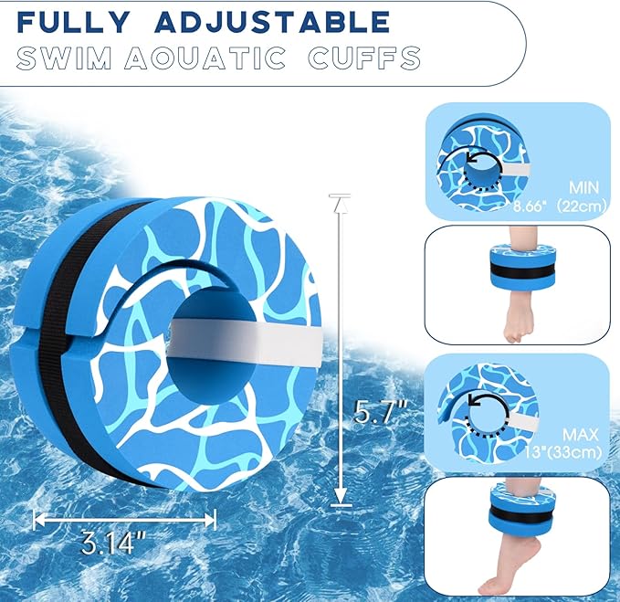 Hikeen 6-Piece Water Aerobics Pool Exercise Equipment, Aqua Aerobics Equipment Set,Includes High Density Water Dumbbell Aqua Belt and Ankle Weights for Aquatic Therapy,Pool Fitness