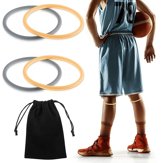4Pcs Patella Bands Basketball, Silicone Fine Knee Bands for Knee Pain, Elastic Patellar Tendon Support Strap, Fixed Leg Patella Band Knee Brace Rings for Jumpers Running Hiking Running