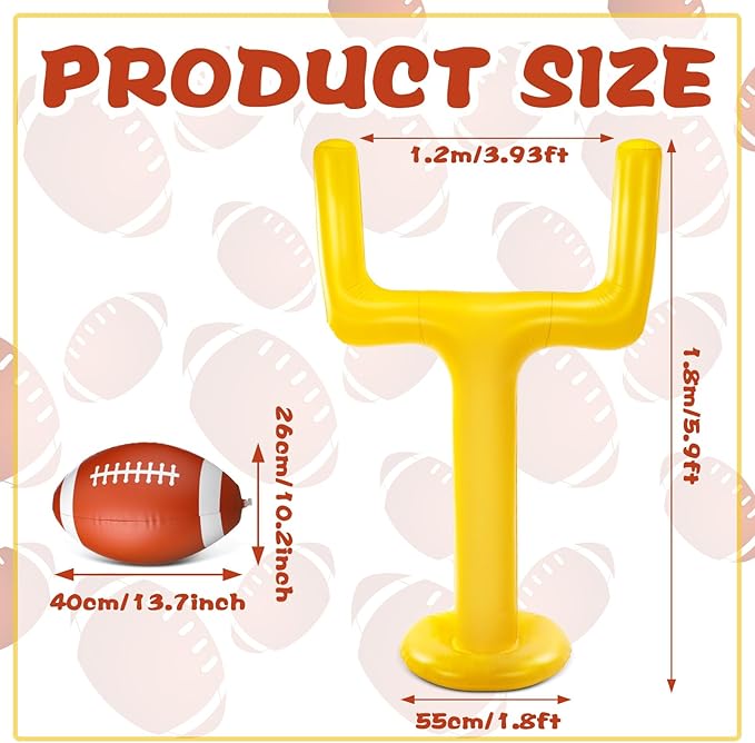 Meooeck 2 Pcs 70.8'' Inflatable Jumbo Football Set 8 Footballs