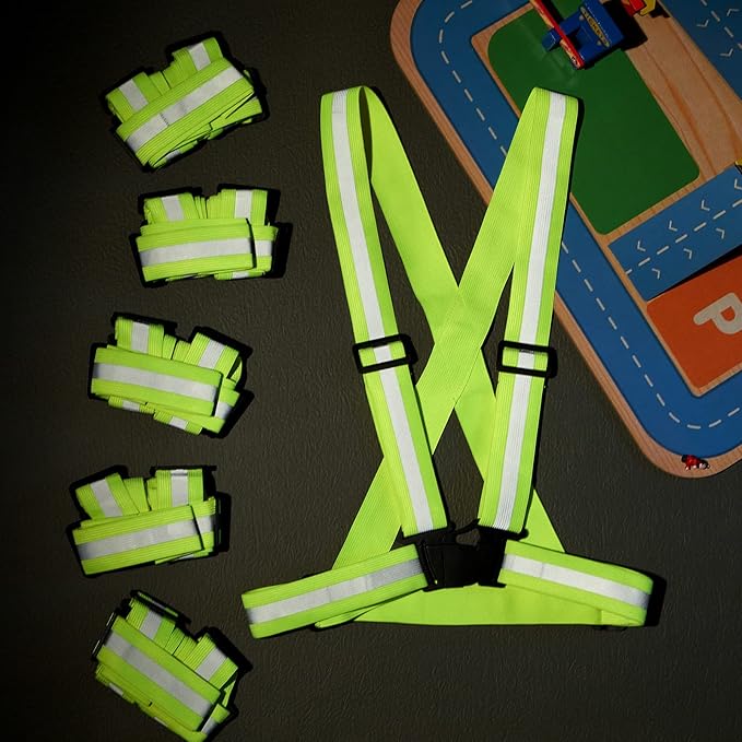 Hercicy 12 Pcs Reflective Vest High Visibility Safety Vests, Adjustable Bright Neon Lightweight Strap Gear (Yellow)