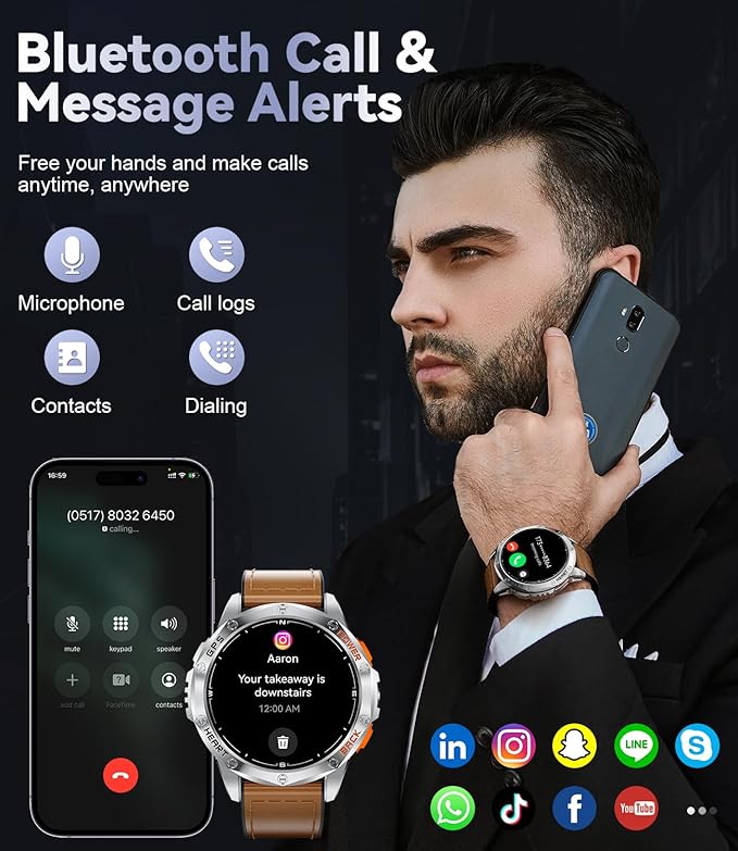 LIGE GPS Military Smart Watch for Men, LED Flashlight/Compass/45 Days Battery/IP68 Waterproof 1.43'' AMOLED Smartwatch, 100+ Sports Modes Fitness Smart Watch, Rugged Smart Watches for Android iOS