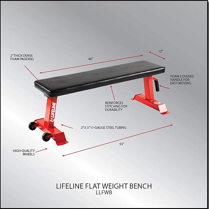Lifeline Flat Weight Bench Heavy Duty 11-Gauge Steel