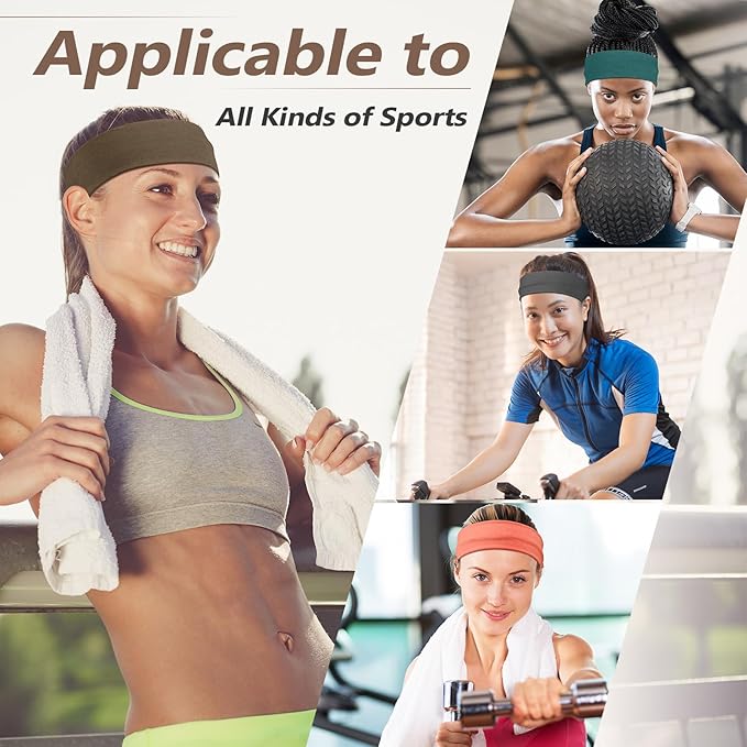 Headbands for Women Non Slip - 7PCS Fashion Sports Hair Bands for Women's Hair, Soft Cotton Cloth Stretchy Headbands for Women for Workout Yoga Running