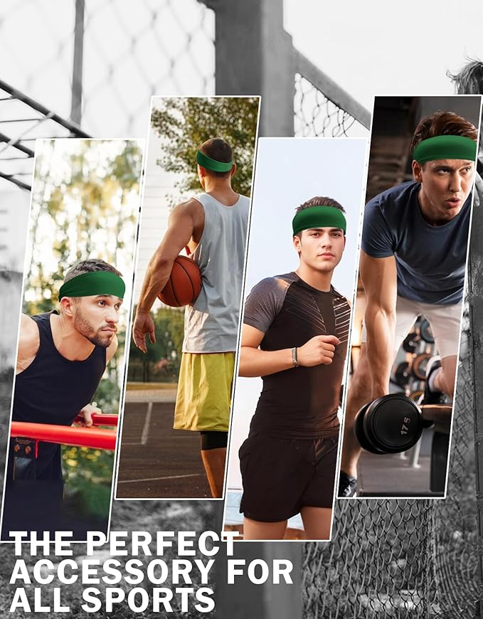 Headbands for Men & Women, Sweat Headband Non-Slip Sweatband Sports Running Cycling Yoga Basketball Workout Football Training