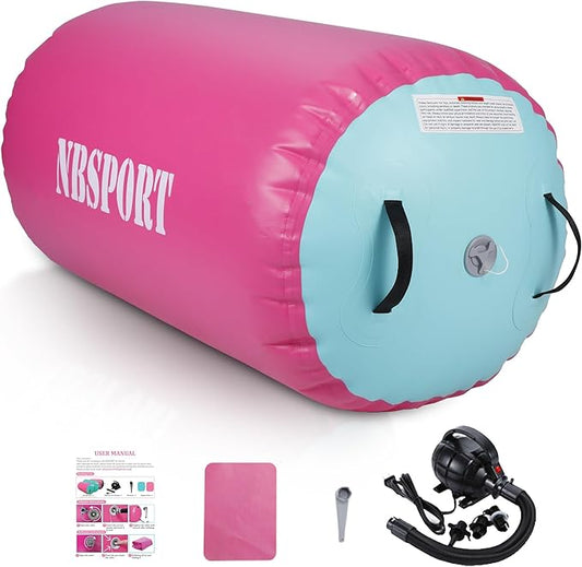 Air Barrel - Air Roller Gymnastics Barrel for Back Handspring Trainer, Air Track Tumble Mat with Pump for Gym Training/Yoga Balance Exercise/Cheerleading/Home and Outdoor Use