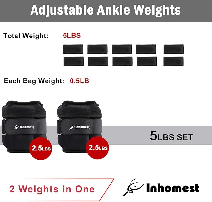 Adjustable Ankle Weights 1-5/10/12 Lbs Leg Weights