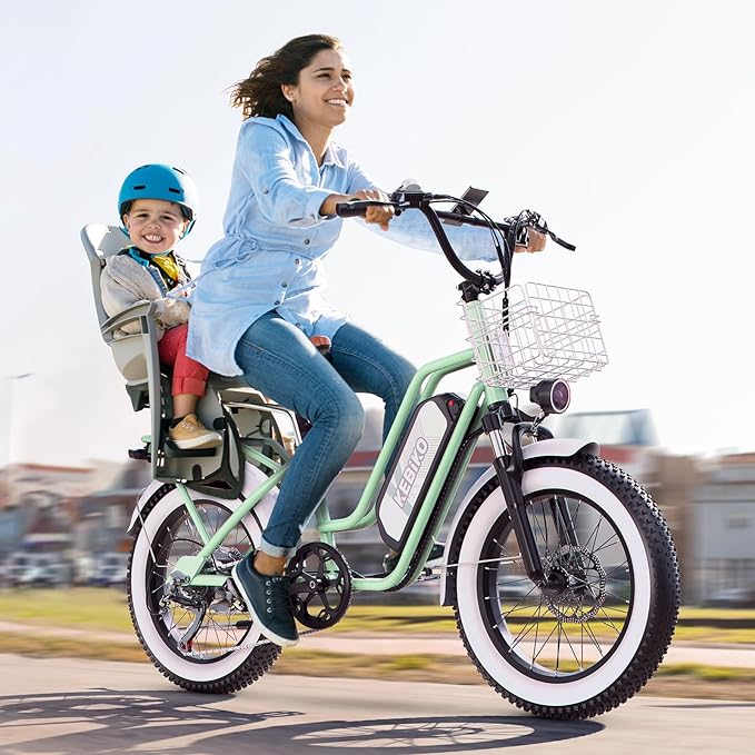 2 Seater Electric Bike, 48V 20AH(𝟗𝟔𝟎𝐖𝐇) Large Removable Battery, 𝟏𝟑𝟎𝟎𝐖 Peak Motor, 20"x 4.0" Fat Tire Ebike for Adults, 80+Miles Max,30+MPH, City Couple E Bike for All Terrain