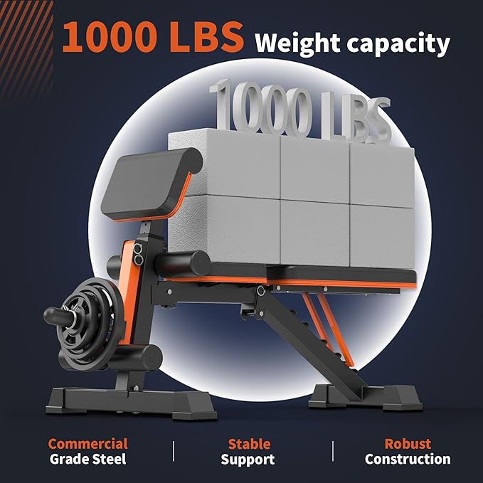 Adjustable Weight Bench - 1000 LBS Heavy Duty