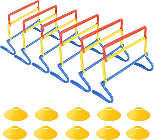 6 Pack Multicolor Agility Hurdles 4 Height Adjustable
