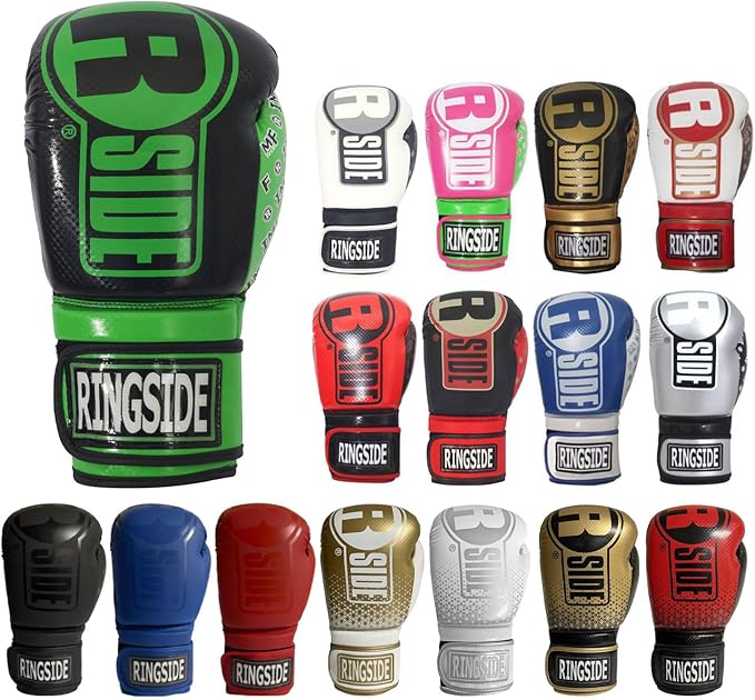 Ringside Apex Flash Sparring Gloves, IMF-Tech Boxing Gloves with Secure Wrist Support, Synthetic Boxing Gloves for Men and Women, Black and Green, 16 Oz