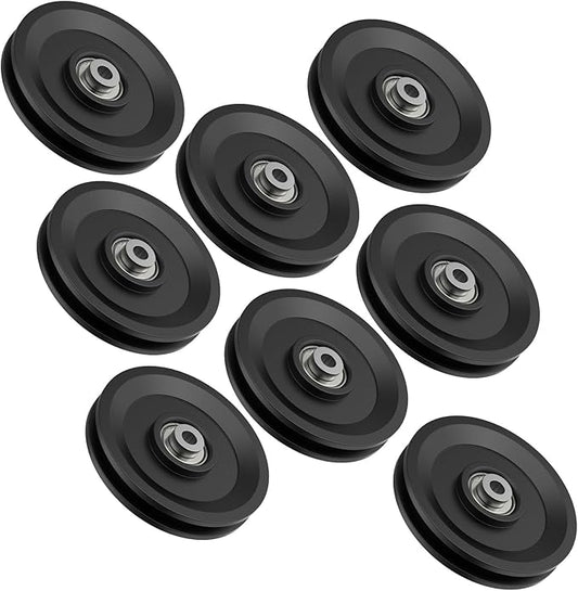 4.5 Inch / 114 MM Universal Nylon Bearing Pulley Wheel Replacement Compatible with Cable Machine Home Gym, Garage Door Pulley System, Weight Machine, Gym Equipment