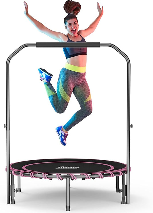 40" Fitness Trampoline with Adjustable Handle Bar Silent Mini Trampoline Bungee Rebounder Jumping Cardio Trainer Workout for Adults - Maximum Load 150 kg