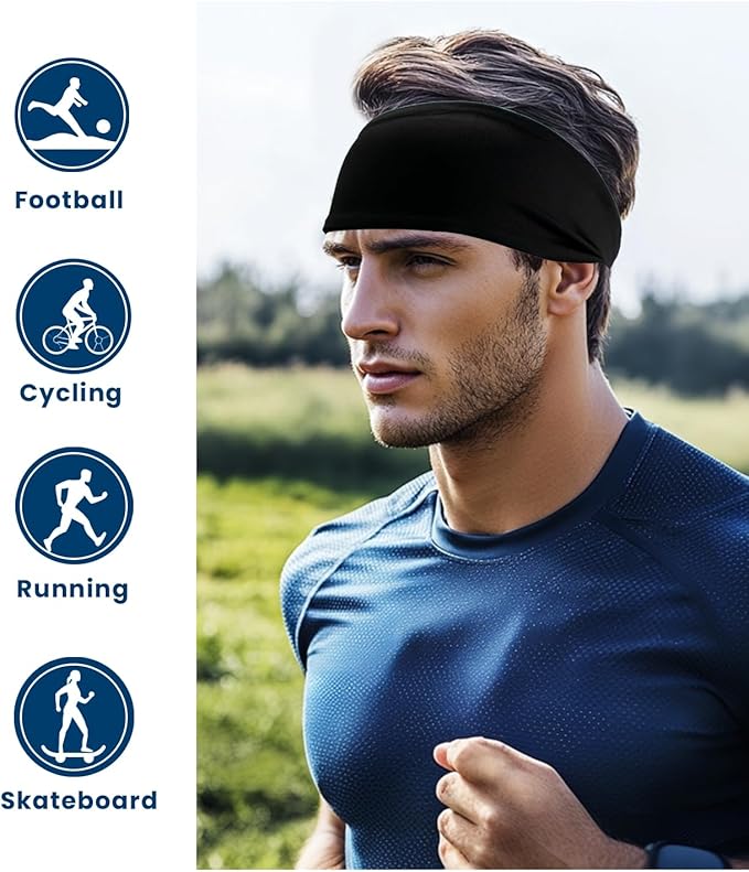 Headband for Men & Women, Sweat Wicking Sports Sweatband Headbands, Workout Running Training Yoga Basketball Hairband