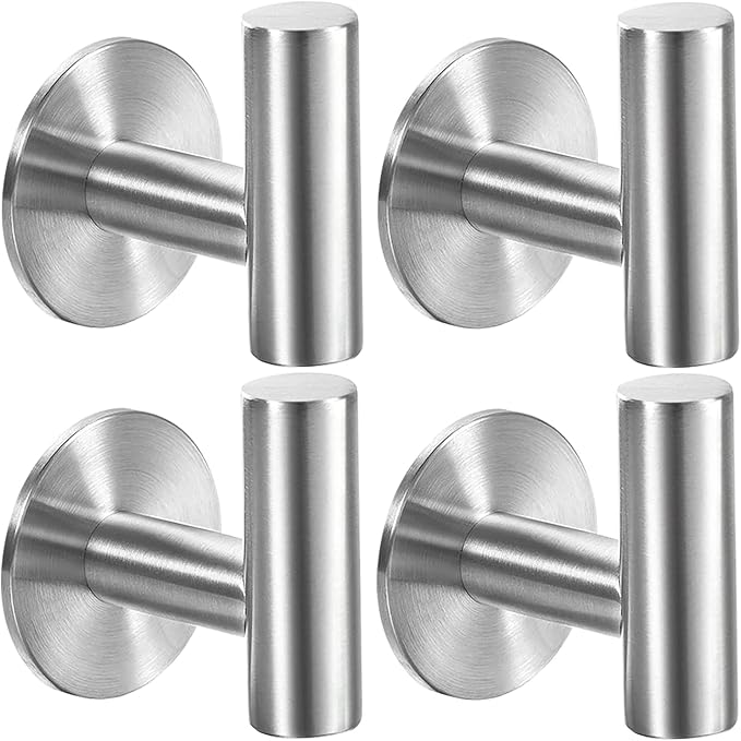 Adhesive Hooks Brushed Nickel SUS304 Stainless Steel Towel 4 Pack