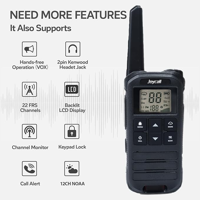 Long Range Walkie Talkies for Adult with NOAA 22 Modifiable &1400mAh Li-ion