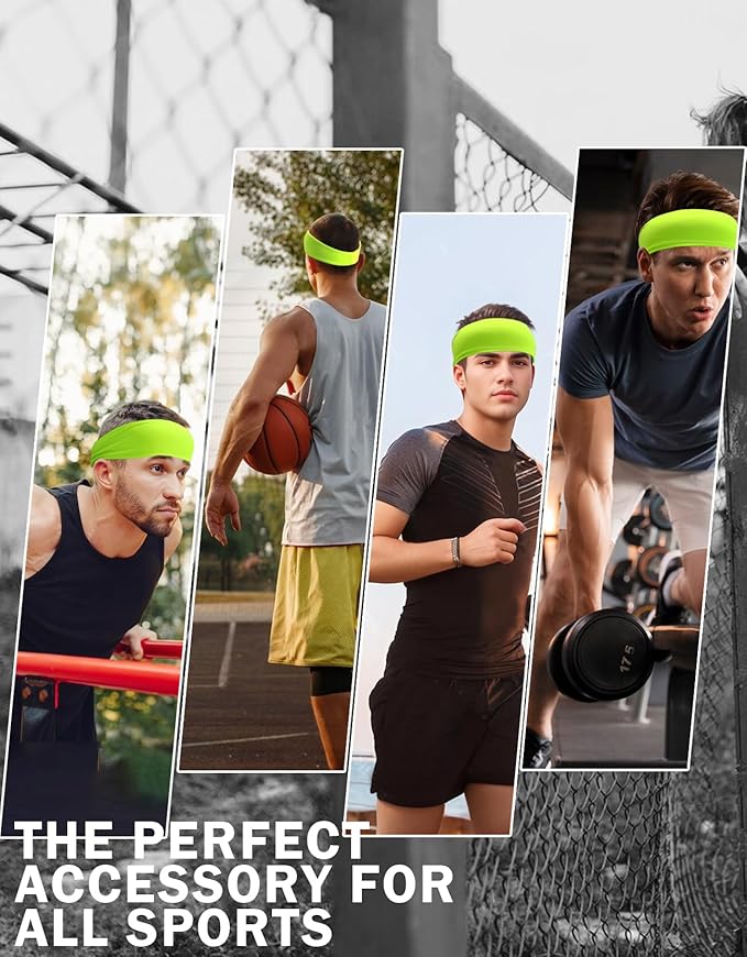 Headbands for Men & Women, Sweat Headband Non-Slip Sweatband Sports Running Cycling Yoga Basketball Workout Football Training