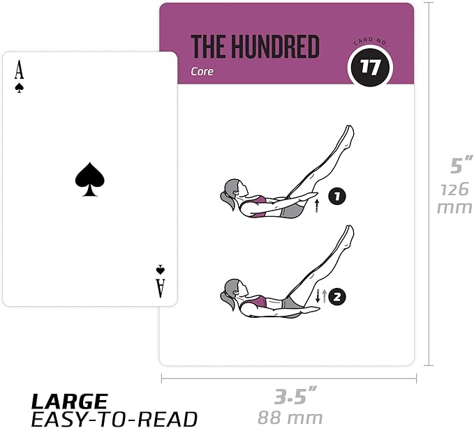 62 Pilates Exercise Cards, for Men/Women: Home, Gym or Studio: 50 Exercises, 12 Stretches 6 Training Exercises for Beginner to Advanced Waterproof