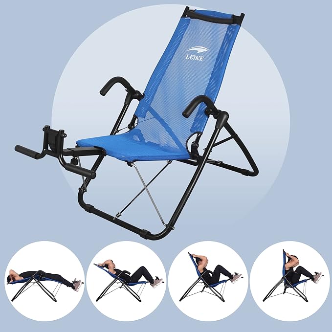 leikefitness Ab Exercise Chair Core Strengthening Lightweight Foldable AB3900(Blue)