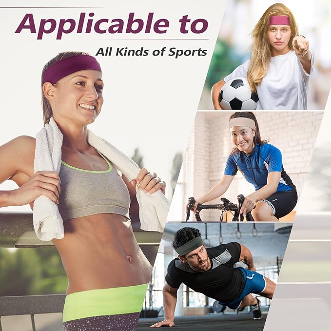 Headbands for Women Non Slip - 7PCS Fashion Sports Hair Bands for Women's Hair, Soft Cotton Cloth Stretchy Headbands for Women for Workout Yoga Running