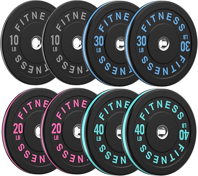 2 Inch Bumper Plates，10-500lbs，Barbell Rubber Olympic Weight Plates Set for Home Gym, Strength Training & Weight Lifting, Multiple Options Colors