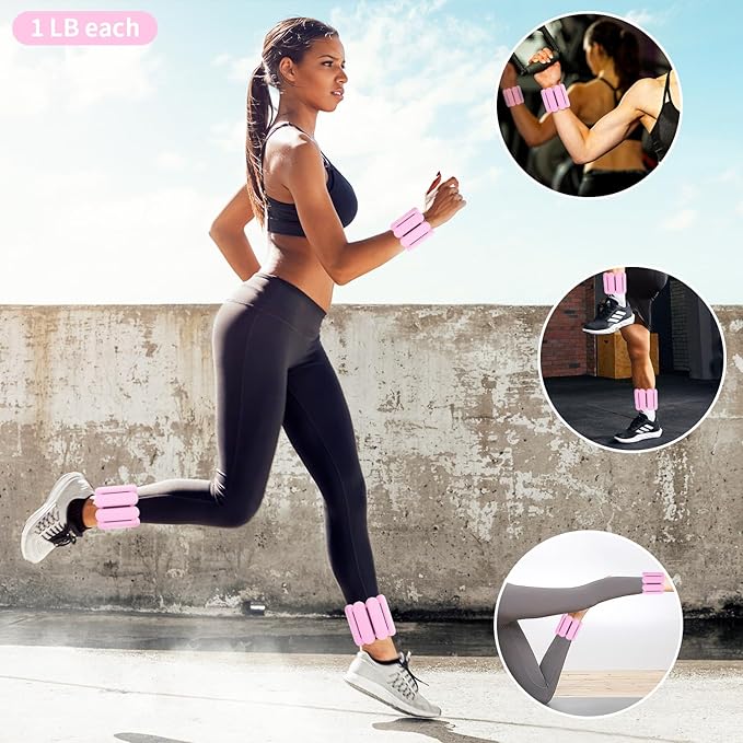 Adjustable Ankle Weights for Women Men Running,1 Pair (1Lbs Each)