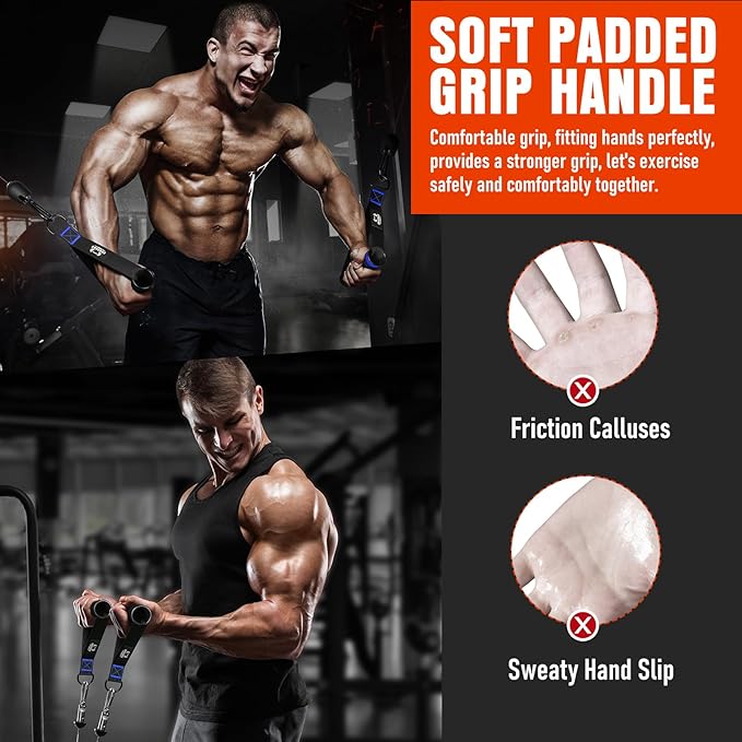 Heavy Duty Exercise Handles, Gym Handles for Cable Machine Attachment, Grip Gym Equipment, Resistance Bands, and Weight Lifting (Set of 2)