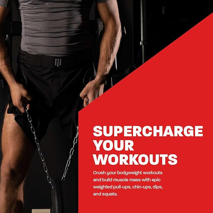 Hawk Sports Dip Belt with Chain for Bodyweight Exercises 6" Padded 36" Steel 300 lbs.