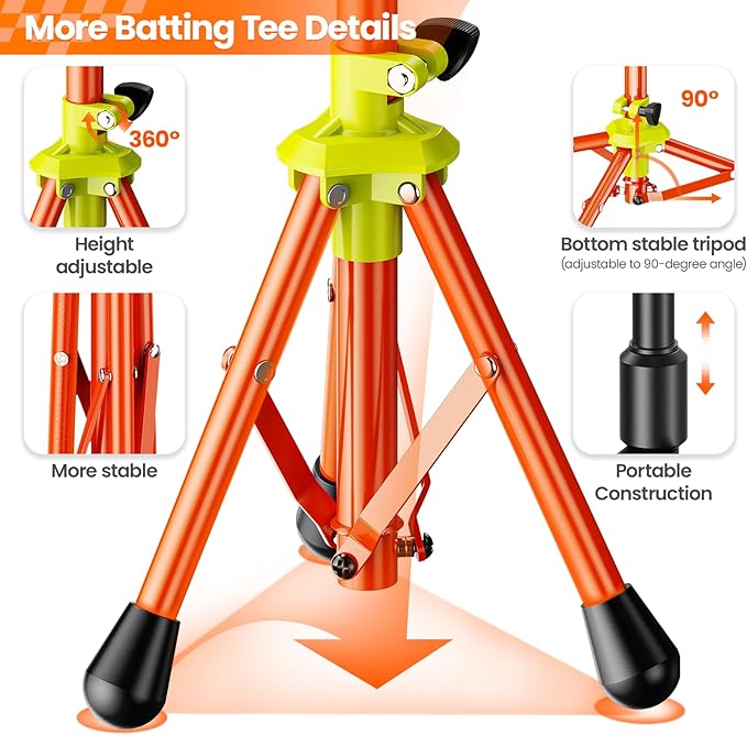 2025 New Upgrade Portable Batting Tee for Baseball/Softball,23.23 to 40.16 Inch Baseball Tee for Kids,Batting Tee,Softball Tee,Youth Hitting Tee,Teeball Tee,Travel Tee,Easy Adjustable Height