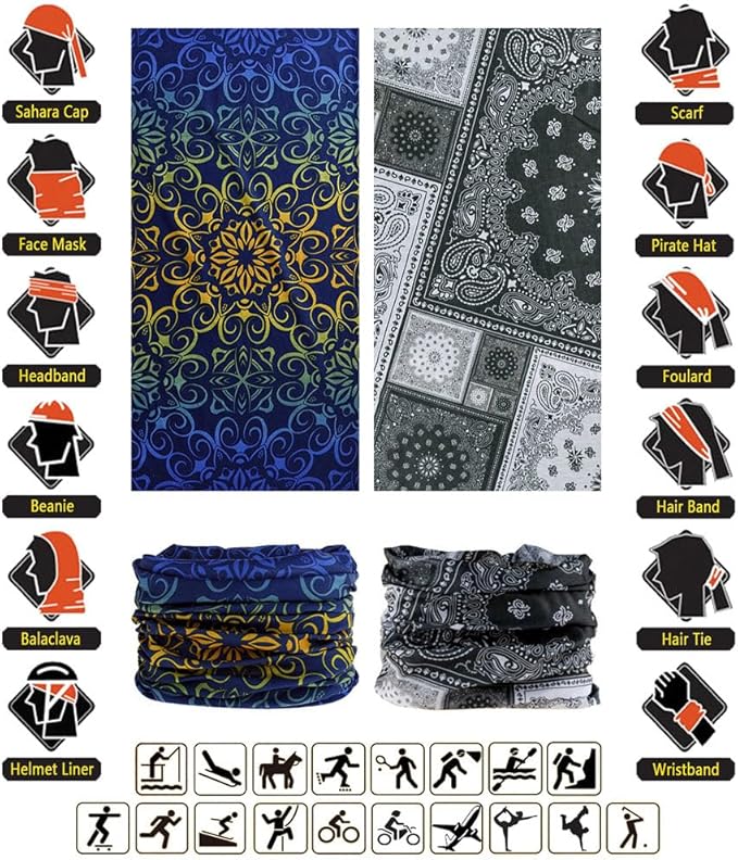 Headband Neck Gaiter Head Wrap Headwear Face Mask Magic Scarf Bandana for Men and Women