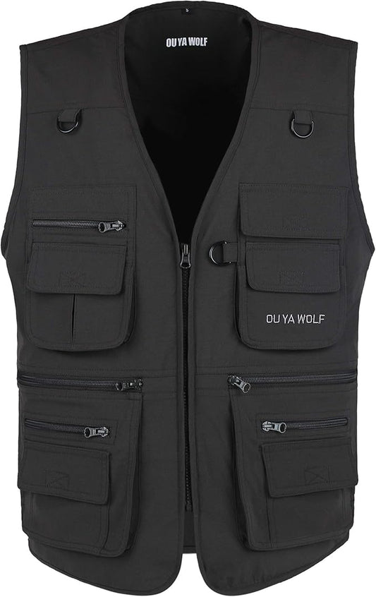 Men's Utility Work Hunting Travel Fishing Multi-Pockets Outdoor Vests