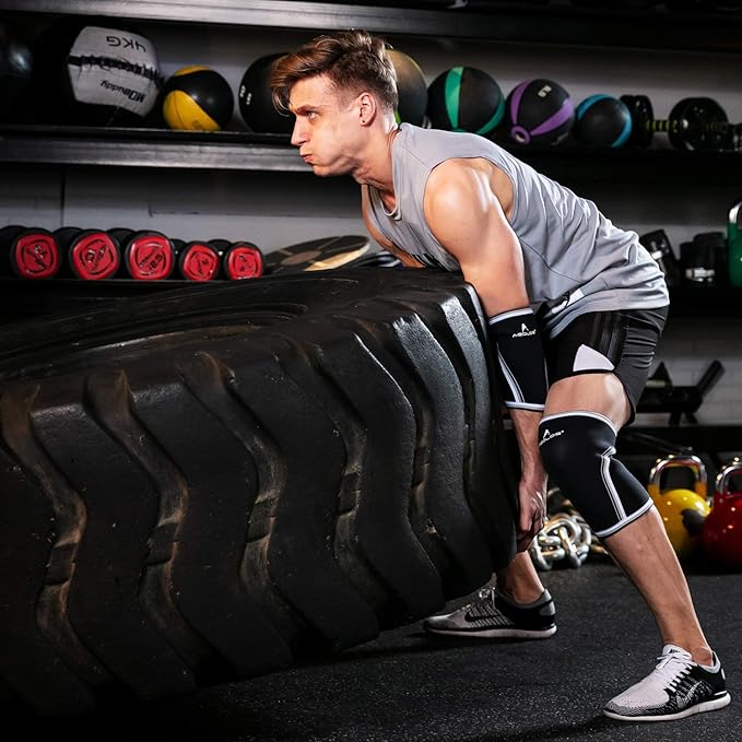 AEOLOS Knee Sleeves (1 Pair)，7mm Compression Knee Braces for Heavy-Lifting,Squats,Gym and Other Sports (Medium, Black)