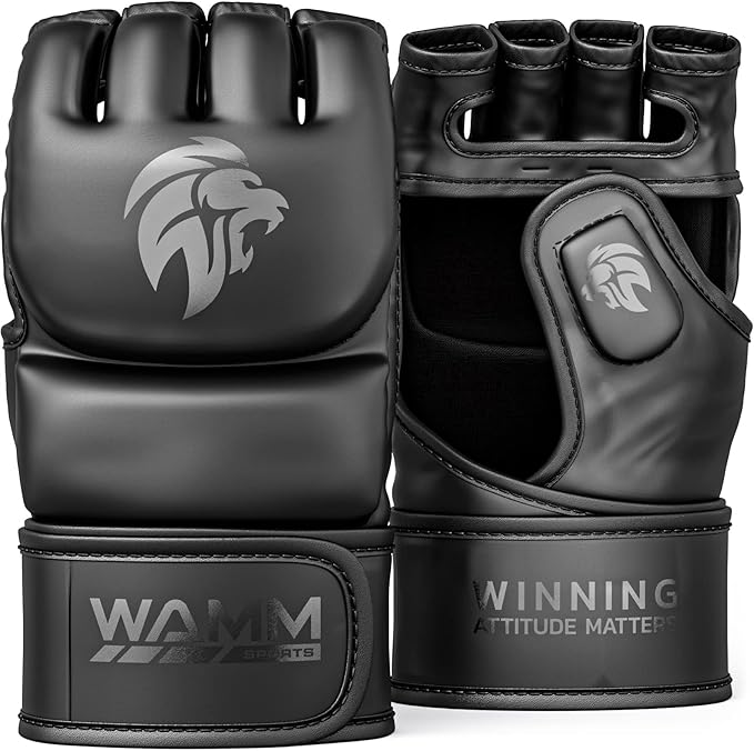 MMA Gloves - for Men & Women - MAXForce EVE Anti-Injury Shock Absorb Boxing Gloves Kickboxing Gloves - Half Finger, Open Palm for Muay Thai, Sparring, Punching Bag