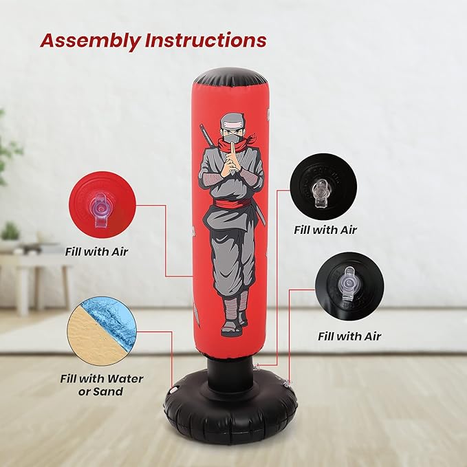47" Kids Punching Bag with Boxing Gloves, Inflatable Boxing Bag for Boys and Girls