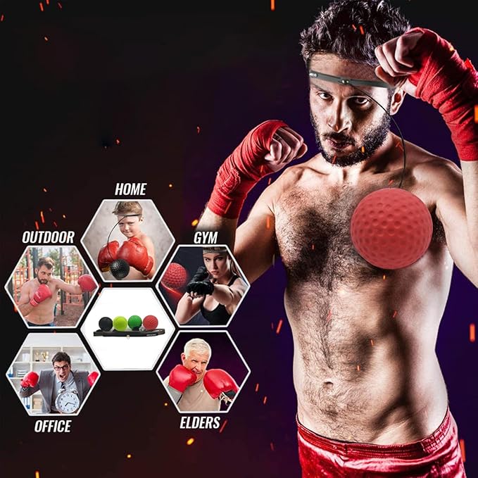 High-Performance Boxing Reflex Balls - Improve Reflexes and 2 with 4 Balls