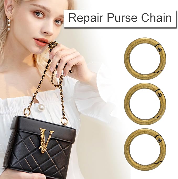 10 Pack 3/4 Inch Trigger Spring O Rings, Metal Round Carabiner Clip Snap Hook, Spring Keyring Buckles for Replacement Purse Strap, Paracord Lanyard Clips, Keychain Rings Hardware DIY Crafts Making