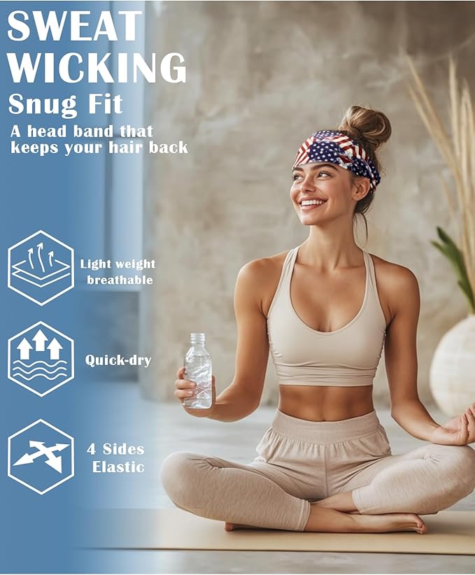 Headbands for Men & Women, Sweat Headband Non-Slip Sweatband Sports Running Cycling Yoga Basketball Workout Football Training