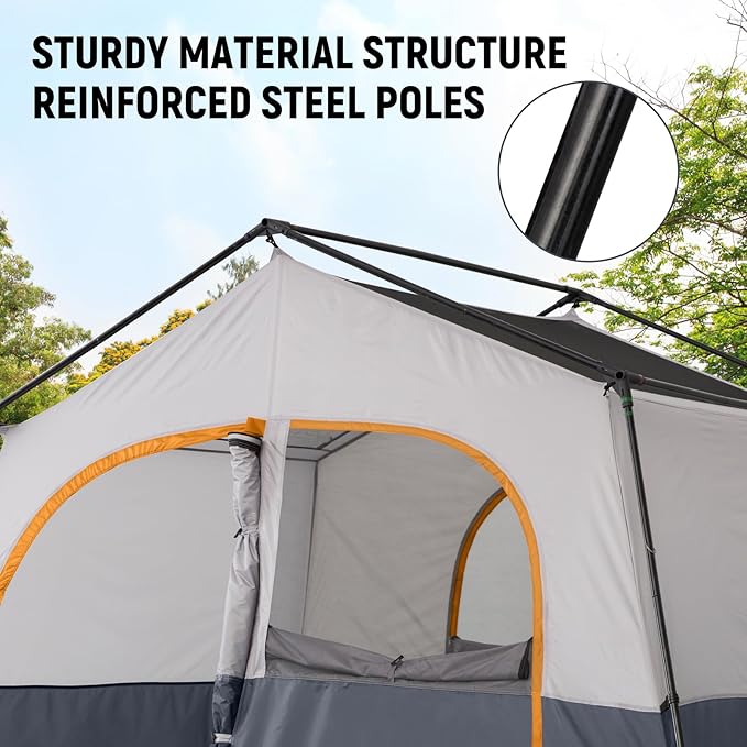 HIKERGARDEN 8 Person Camping Tent - Portable Family Traveling-12'x9'x80in(H)