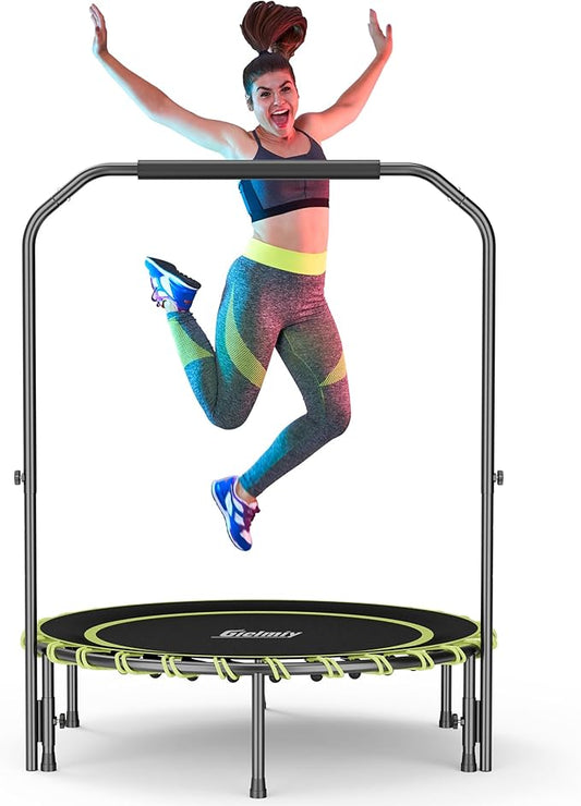 40" Fitness Trampoline with Adjustable Handle Bar Silent Mini Trampoline Bungee Rebounder Jumping Cardio Trainer Workout for Adults - Maximum Load 150 kg