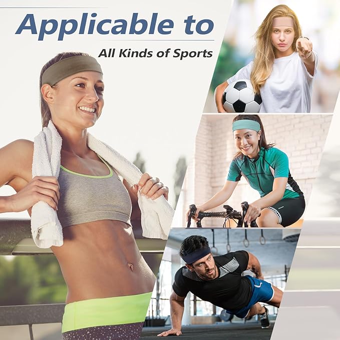 Headbands for Women Non Slip - 7PCS Fashion Sports Hair Bands for Women's Hair, Soft Cotton Cloth Stretchy Headbands for Women for Workout Yoga Running