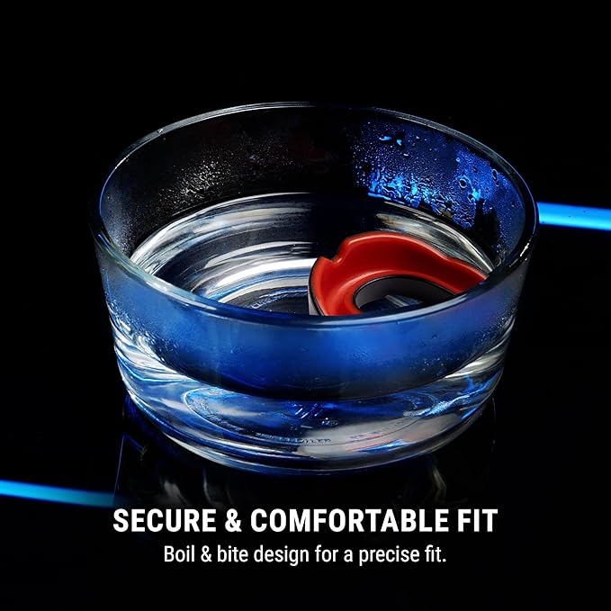 Hayabusa Combat Sports Mouth Guard Youth, Kids and Adult Sizes Comes with Case - Black/Red, Youth